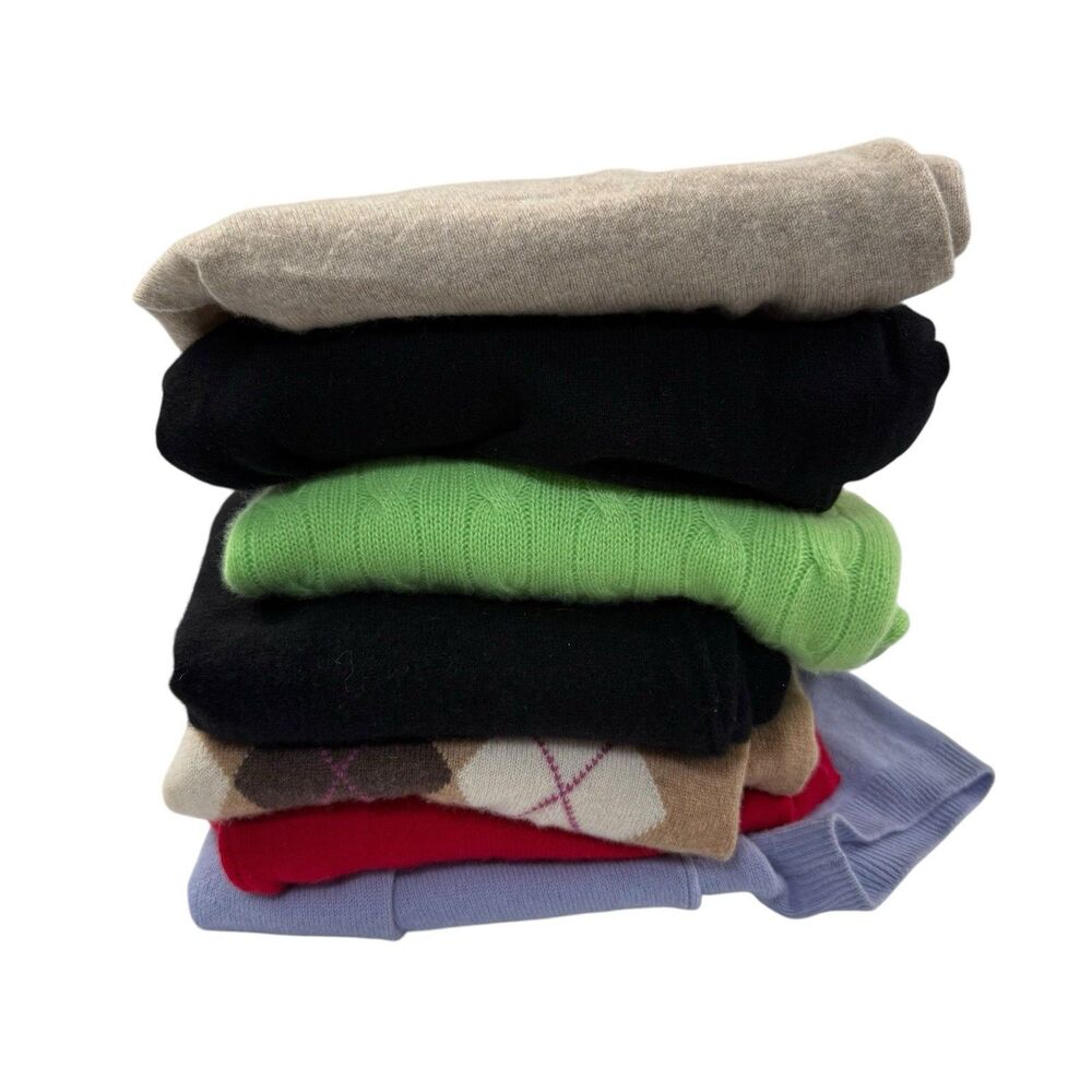 7 Piece Lot 100% Cashmere Sweater Craft Cutter Repurpose Recycle Lavender Black